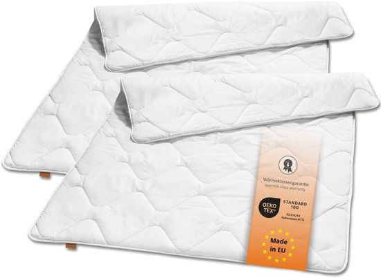 sleepling set van 2 Basic 100 zomerdekbedden 135 x 200 cm | licht zomerdekbed | Made in EU | Ökotex 100 | wasbaar op 60 graden | warmteklasse garantie | 100% fijne microvezel |wit
