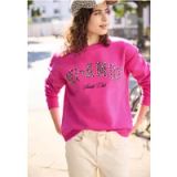Sweatshirt oversize à col rond avec inscription léopard