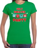 Bellatio Decorations Ugly sweater party Kerstshirt / Kerst t-shirt groen voor dames - Kerstkleding / Christmas outfit XL