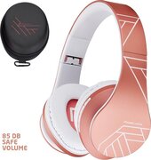 PowerLocus PowerLocus P2 draadloze Over-Ear Koptelefoon Inklapbaar koptelefoon voor kinderen - veilig volume van 85 dB - Bluetooth Hoofdtelefoon - Met microfoon rose gold