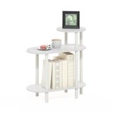 Furinno Turn-N-Tube ovale bijzettafel met 3 niveaus, bijzettafel met open planken, wit/wit