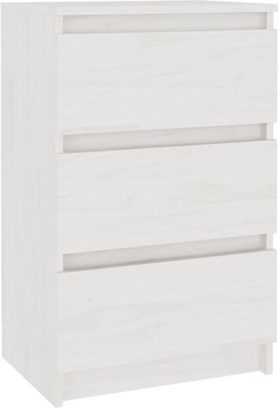 vidaXL Nachtkastje 40x29,5x64 cm Massief Grenenhout Wit