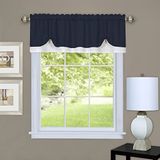 Zacht Achim Home Decor Zacht venster Darcy Gordijn Valance, Navy & White - 58 Inch Breedte, 14 Inch Lengte, 1,5 Inch Rod Pocket - Licht Filtering Valance voor Keuken en Badkamer