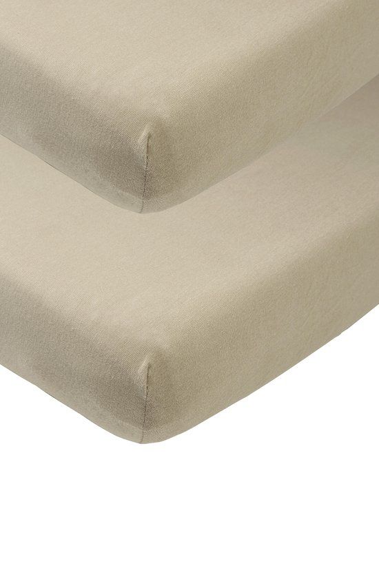 Meyco Baby Uni hoeslaken wieg - 2-pack - taupe - 40x80/90cm