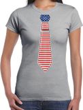 Bellatio Decorations Verkleed shirt voor dames - Amerika - grijs - L