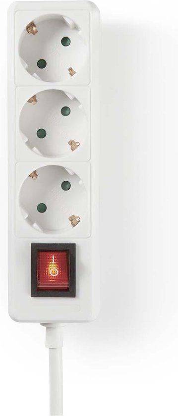 Nedis Stekkerdoos - 3-wegs - 1.50 m - Wit