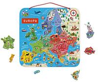 Janod J05474, puzzelkaart van Europa, magnetisch van hout, 40 magnetische onderdelen, 45 x 45 cm, Spaanse versie, leerspel vanaf 7 jaar