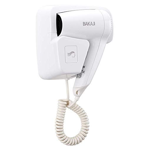 Bakaji Muurdroger Phon droger voor badkamer, vermogen 1100 W, dubbele snelheid, naar keuze, kleur wit voor huis Hotel