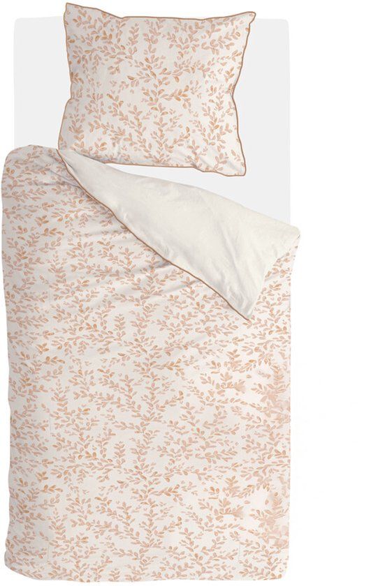 Walra Dekbedovertrek Blushed Leaves - 140x220 cm - Off White / Roze