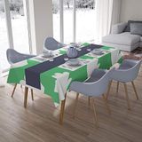 Bonamaison Tafelkleed, Anti-Mold, Sneldrogend, Waterdicht, 100% Polyester Tafellaken, Petroleum Groen, Wit, 140 x 200 Cm