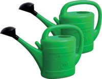 Prosperplast watering can - Set of 2x pieces - green - plastic - rose head - 10 liters - for outdoor use