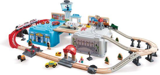 Hape Mega Metropolis Trein Emmerset - Houten Treinset - 80 Delig
