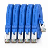 1aTTack.de CAT7 LAN-kabel 5x 0,25m flexibele netwerkkabel 10 Gbit/s - blauw | Platte Cat.7 Ethernet patchkabel, platte Gigabit-kabel voor internet, switch, router, modem en patchpaneel