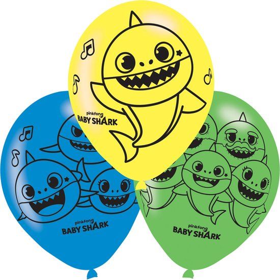 Latex Amscan Baby Shark Ballonnen (6 stuks)