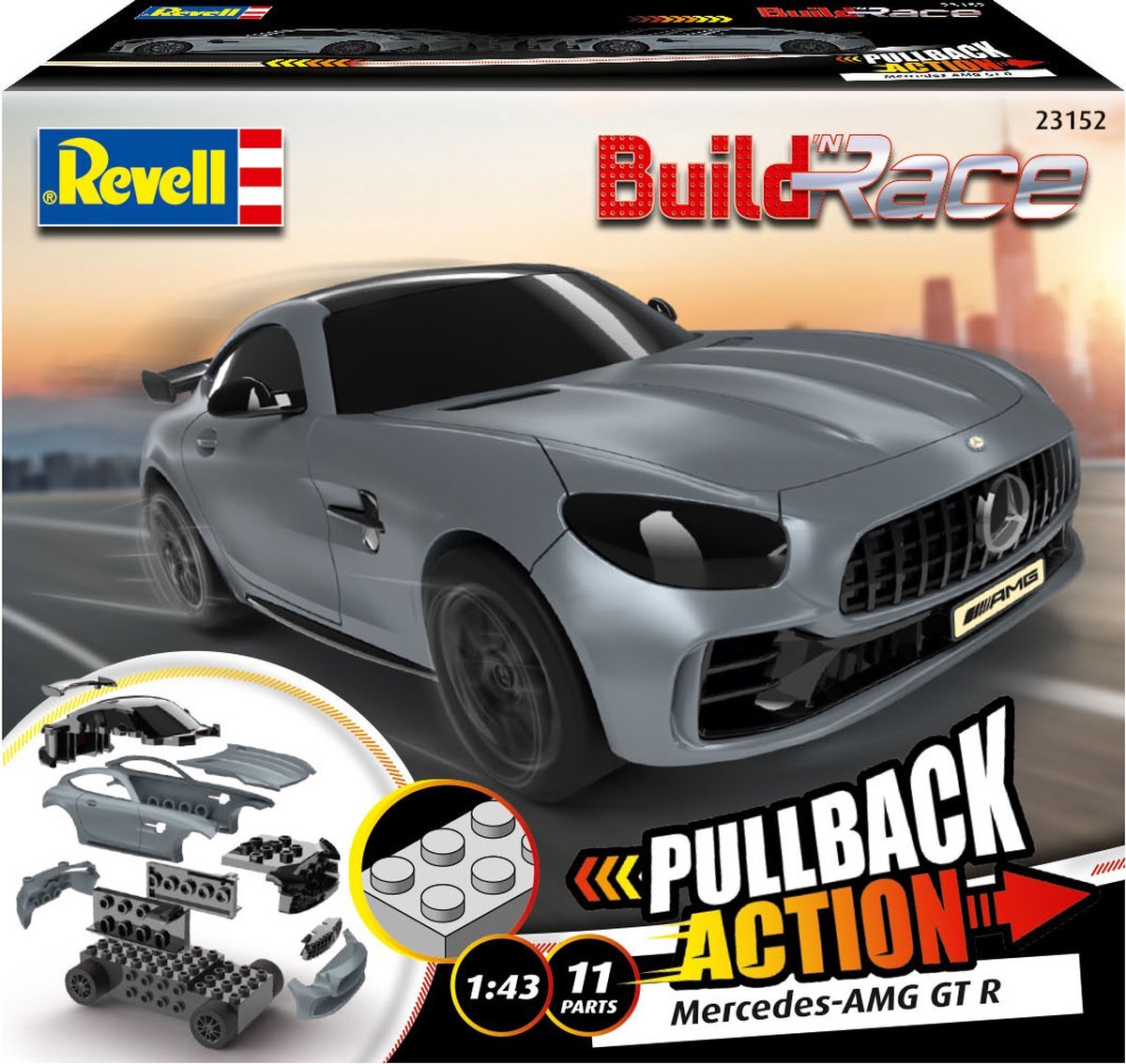 Revell 23152 Build n Race Mercedes-AMG GT R, grau Auto (bouwpakket) 1:43