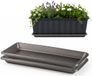 Plasticforte bac à plantes avec plateau de récupération d'eau - 2x - anthracite - rectangulaire - 39 x 18 cm