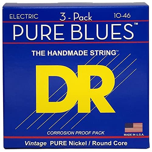 D&R Strings PHR-10 Pure Blues - Electric Guitar Strings, 10-46, 3-Pack
