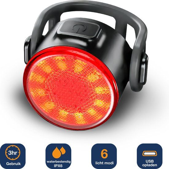 Fiets Achterlicht - LED - USB Oplaadbaar - 100 Lumen - Zwart