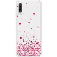 Samsung Galaxy A70 Confettis de coeurs rose Verstevigd hoesje met sublimatie bedrukking