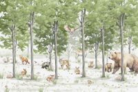 A.S. Création Behang Wildlife 3,75 m x 2,50 m - WALLLOVE Behang bos kinderkamer groen, bruin, beige incl. lijm - DD129593