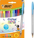 BIC Cristal Multicolour Balpennen Brede Punt (1.6 mm) - Verschillende Kleuren - Pak van 20 Stuks