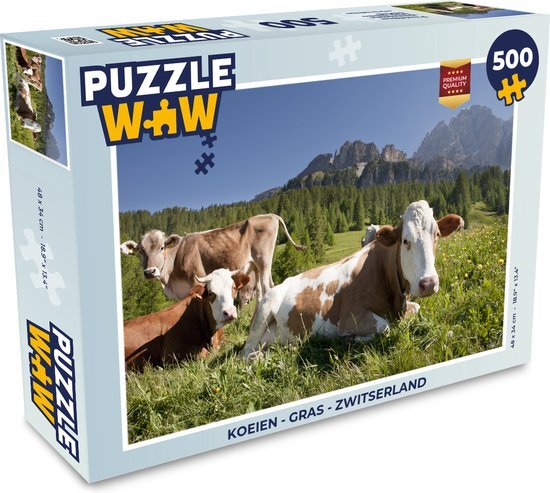 MuchoWow Puzzel Koeien - Gras - Zwitserland - Legpuzzel - Puzzel 500 stukjes