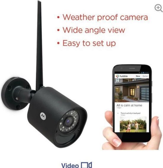 Motorola Focus 72 Outdoor | Bewakingscamera met wandmontage | Zoom, infrarood nachtzichtfunctie en een bewegingsmelder, LAN, wifi en app-ondersteuning - Zwart - UK stekker