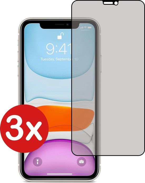 3x Screenprotector voor iPhone Xs Max Privacy Glas