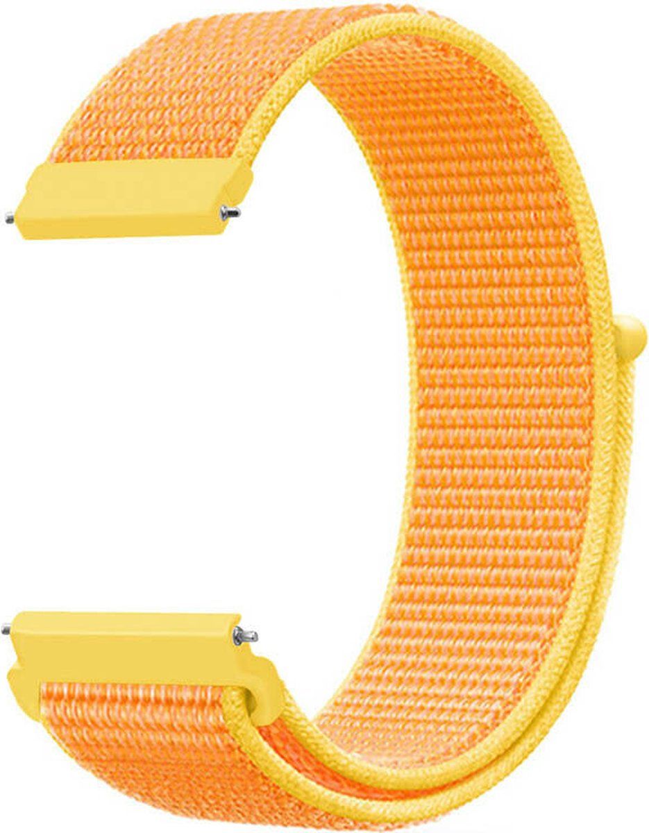 Strap-it Smartwatch bandje 20mm - zacht nylon lichtgeel bandje geschikt voor Active Active2 40 & 44mm Galaxy Watch Venu SQ Amazfit GTS 2 Bip - Geschikt voor Alle smartwatches van 20mm