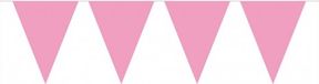 Haza-Witbaard Guirlande de fanions pointus - plastique - rose - 10 mètres