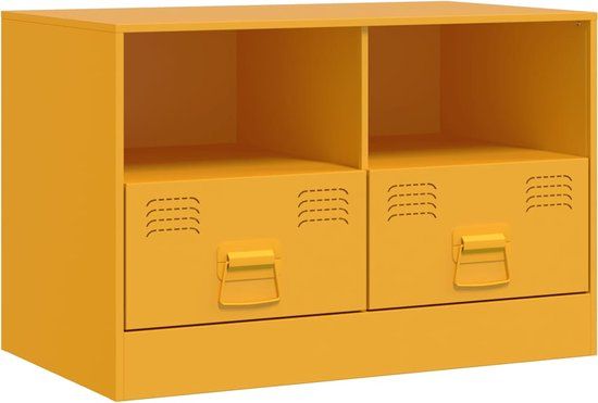 vidaXL Tv-meubel 67x39x44 cm staal mosterdgeel