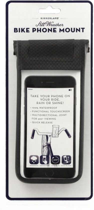 Kikkerland Fiets Telefoonhouder - Zwart - 25cm