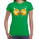Bellatio Decorations Fout kerst t-shirt groen met gouden kerst ballen borsten voor dames - kerstkleding / christmas outfit XS