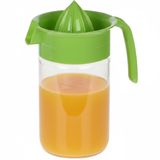 Excellent Houseware Sinaasappelpers/citruspers - Handmatig - groen - transparant glas - 19 x 10 cm