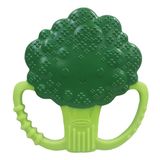 Infantino Lil' Nibbles Bijtring voor baby's van siliconen met textuur voor sensorische verkenning en bijthulp met gemakkelijk vast te houden handgrepen, groene broccoli, 0+ maanden