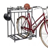 Relaxdays Fietsenrek - voor 3 fietsen - met mandje - antraciet