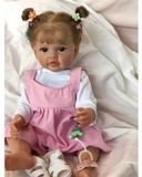 Bébé reborn réaliste, 55 cm, poupée en silicone, fille, vêtements roses