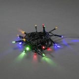 Konstsmide 1407-500 Led-lichtsnoer, met aan/uit-schakelaar, 6-uurs timer, 10 kleurrijke diodes, werkt op batterijen, binnen, groene kabel, 2 x AA 1,5 V (niet inbegrepen)