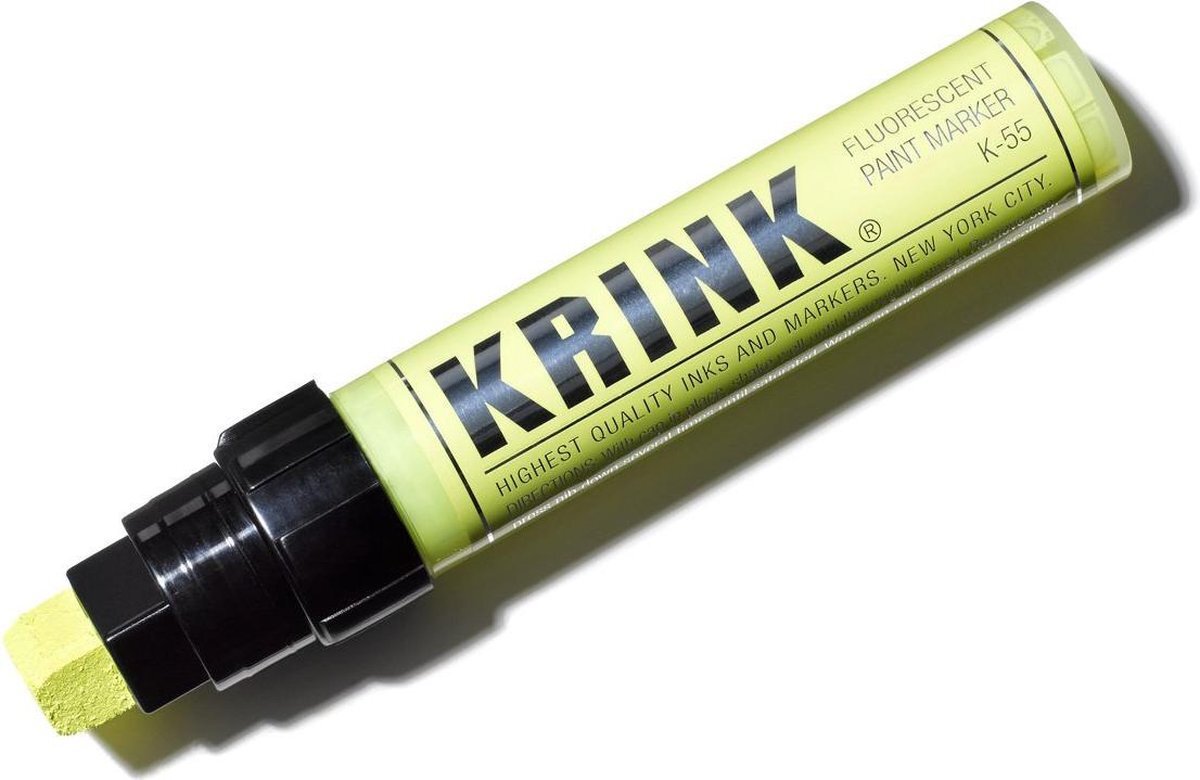 Krink K-55 Fluoriserend Gele 15mm Acryl Paint Marker - 30ml inkt in metalen body