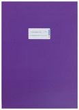 HERMA 19756 Kartonnen notitieboekjes, DIN A4, boekhoezen met tekstveld, van stevig en extra sterk papier, set van 10 boekhoezen voor schoolschriften, paars/paars