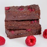 Brownies.nl Brownie Vegan Framboos - 6 Brownies - Brievenbus Pakket - Brownie Box - Pure chocolade - Frambozenjam - Verse frambozen - Zonder melk en eieren