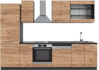 Vicco Fame-Line Complete keukeneenheid – 300 cm, WB Antraciet Eik goud/antraciet