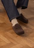 Manfield Heren Donkerbruine suède clogs Maat 45