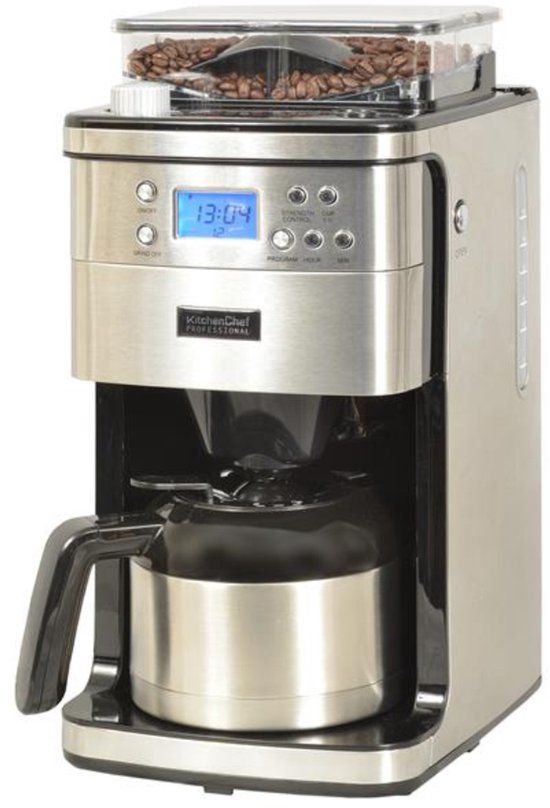 Kitchen Chef Isothermisch programmeerbaar koffiezetapparaat met molen 12 kopjes 1000w roestvrij staal - KCP4266