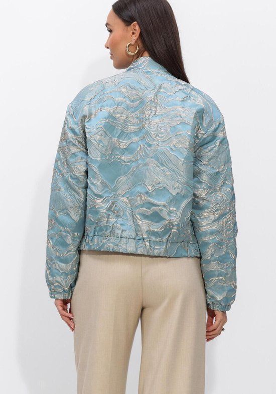 Jansen Amsterdam Qwen Jasje 219 Gj Bomber Long Sleeve Gold Jacquard Zomerjas - Lichtblauw - Maat 44