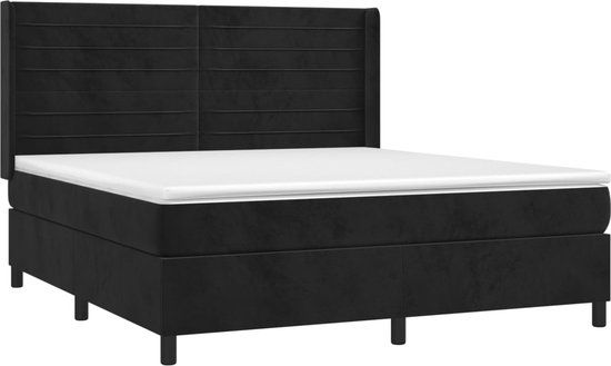 vidaXL Boxspring met matras en LED fluweel zwart 180x200 cm