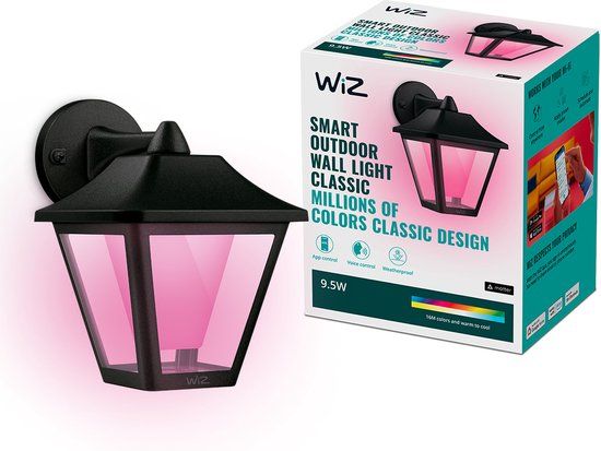 WiZ Tuinverlichting Classic Wandlamp - Slimme LED Buitenlamp - RGBW - Zwart - IP44
