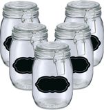Zeller Weckpot/inmaakpot - 10x - 1L - glas - met beugelsluiting - incl. etiketten