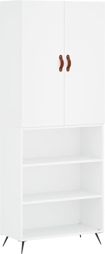 vidaXL Hoge kast bewerkt hout wit 69,5x34x180 cm