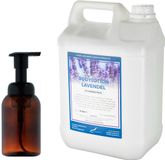 Claudius Cosmetics B.V. Claudius Zeepdispenser 300 ml amber bruin hervulbaar + 5 liter Bodylotion Lavendel navulling
